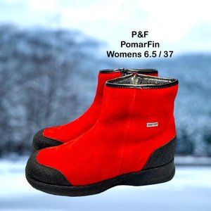 P&F PomarFin Gore-Tex Red Ankle Boots‎ Womens 6.5 / 37 Waterproof Winter